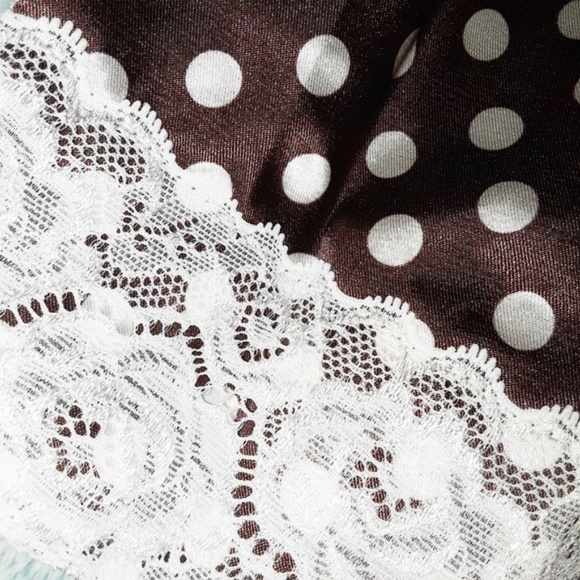 PinUp Satin Brown White Polka Dot Rockabilly Dress - Picture 7 of 8